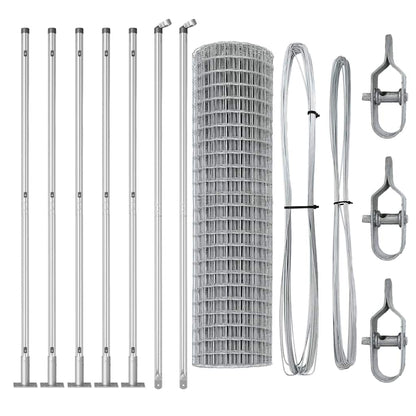 Zaun mit Pfosten Silber 0.8 x 25 m Stahl