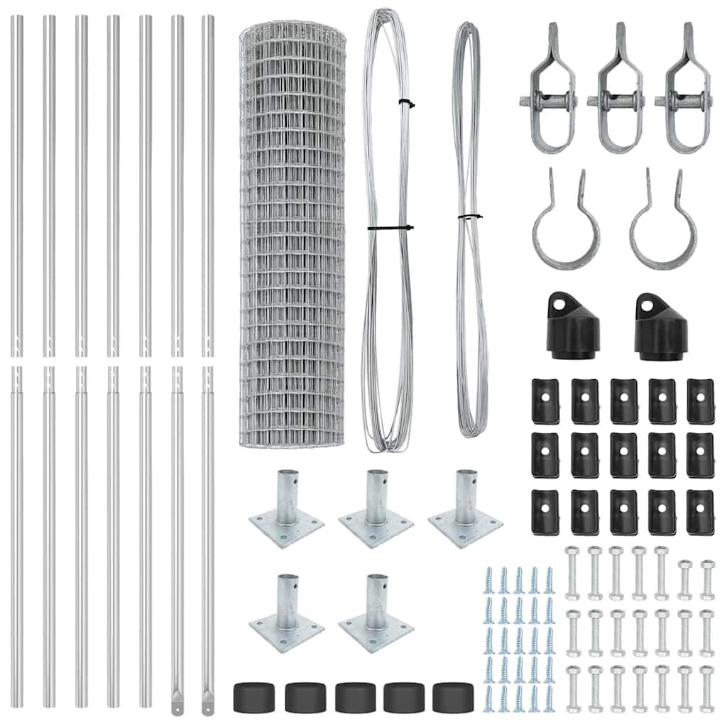 Zaun mit Pfosten Silber 0.8 x 25 m Stahl