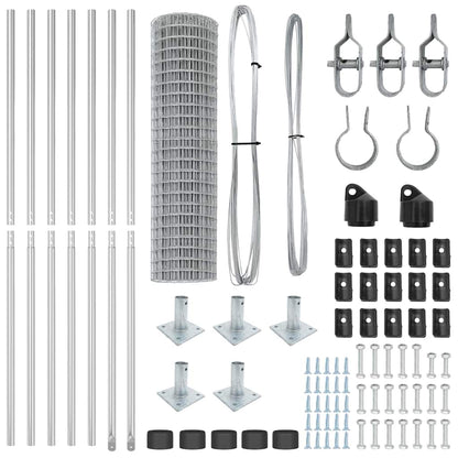 Zaun mit Pfosten Silber 0.8 x 25 m Stahl