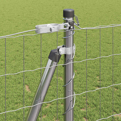 Zaun mit Pfosten Silber 1,2 x 25 m Stahl