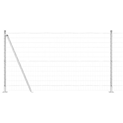 Zaun mit Pfosten Silber 1.2 x 25 m Stahl