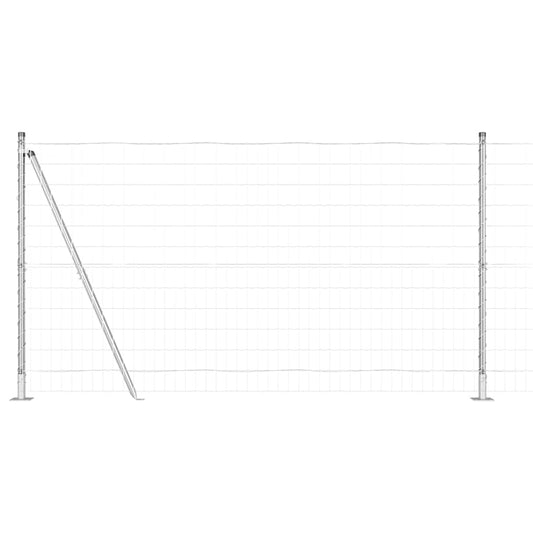 Zaun mit Pfosten Silber 1.2 x 25 m Stahl