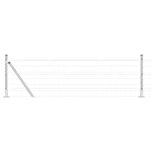 Zaun mit Pfosten Silber 0,6 x 25 m Stahl