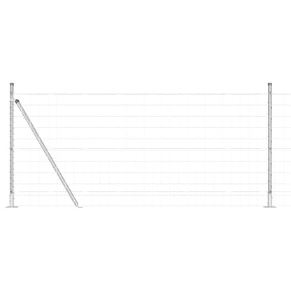 Zaun mit Pfosten Silber 0.8 x 25 m Stahl