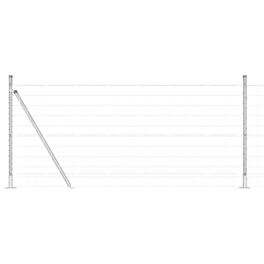 Zaun mit Pfosten Silber 0.8 x 25 m Stahl