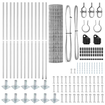 Zaun mit Pfosten Silber 0.8 x 25 m Stahl