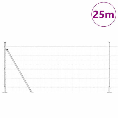 Zaun mit Pfosten Silber 0.8 x 25 m Stahl