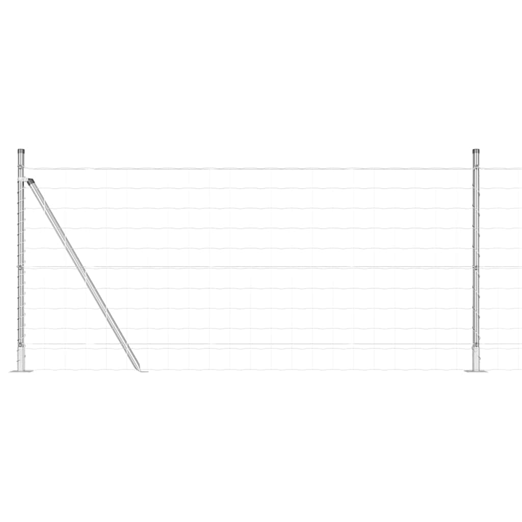 Zaun mit Pfosten Silber 0.8 x 25 m Stahl