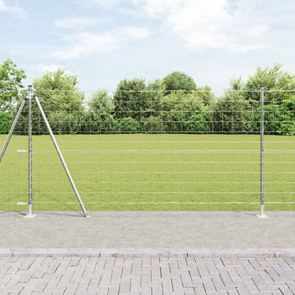 Zaun mit Pfosten Silber 1.2 x 25 m Stahl