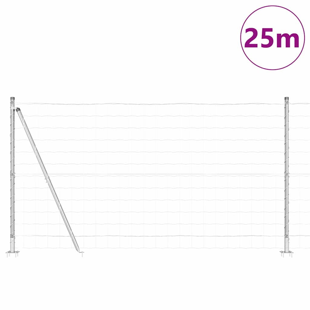 Zaun mit Pfosten Silber 1.2 x 25 m Stahl