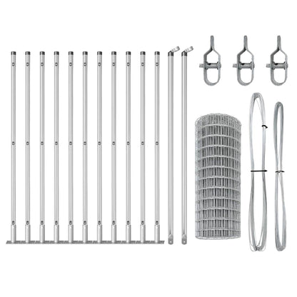 Zaun mit Pfosten Silber 0.4 x 50 m Stahl