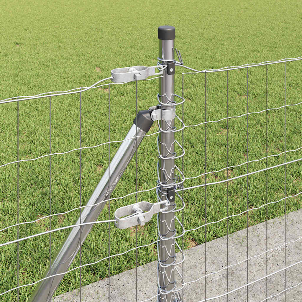 Zaun mit Pfosten Silber 0.4 x 50 m Stahl