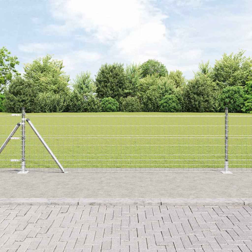 Zaun mit Pfosten Silber 0.4 x 50 m Stahl