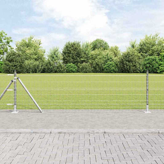 Zaun mit Pfosten Silber 0.4 x 50 m Stahl