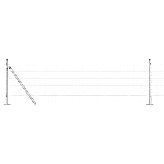Zaun mit Pfosten Silber 0.4 x 50 m Stahl