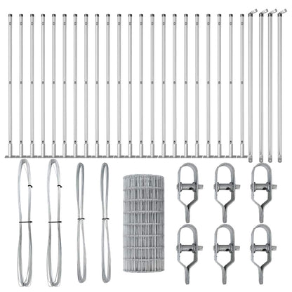 Zaun mit Pfosten Silber 0.4 x 50 m Stahl