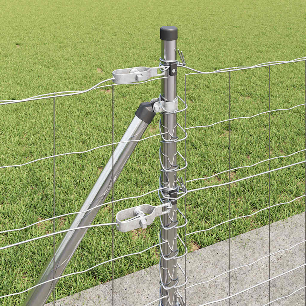 Zaun mit Pfosten Silber 0,6 x 50 m Stahl