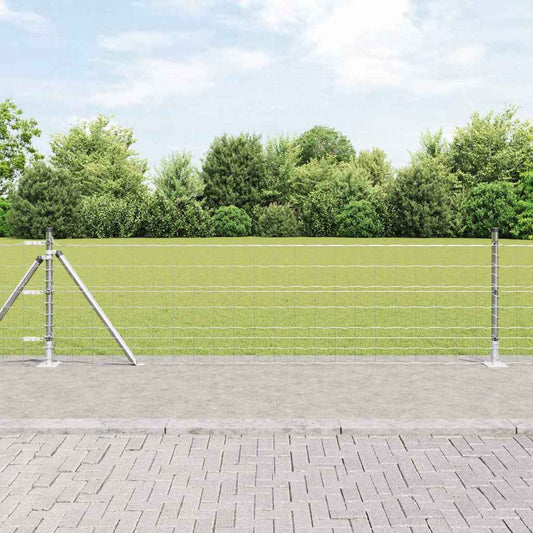 Zaun mit Pfosten Silber 0.6 x 50 m Stahl