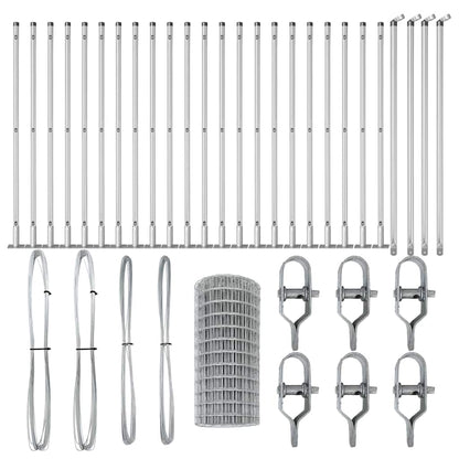 Zaun mit Pfosten Silber 0.6 x 50 m Stahl