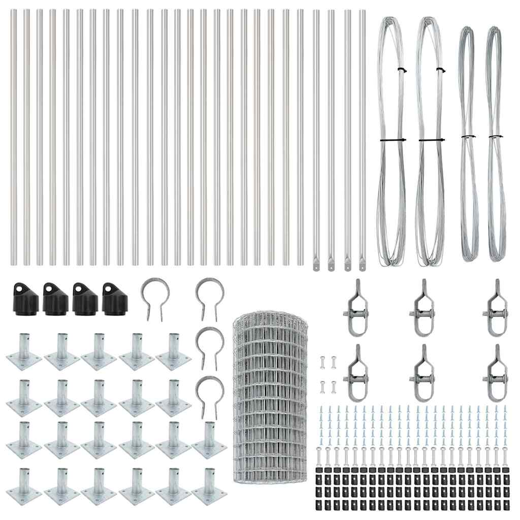 Zaun mit Pfosten Silber 0.6 x 50 m Stahl