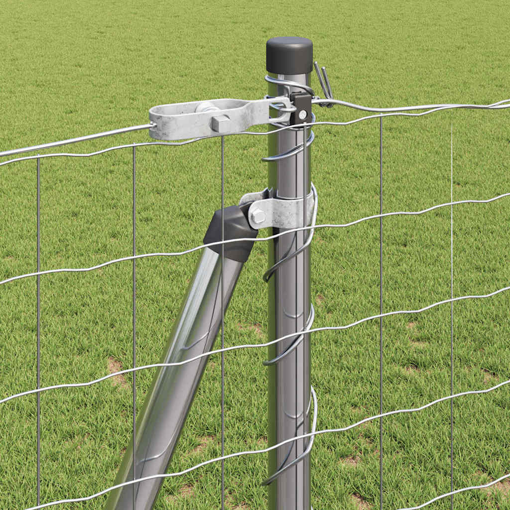 Zaun mit Pfosten Silber 1,2 x 10 m Stahl