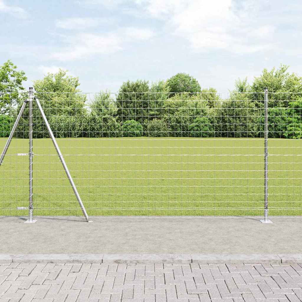 Zaun mit Pfosten Silber 1.2 x 10 m Stahl
