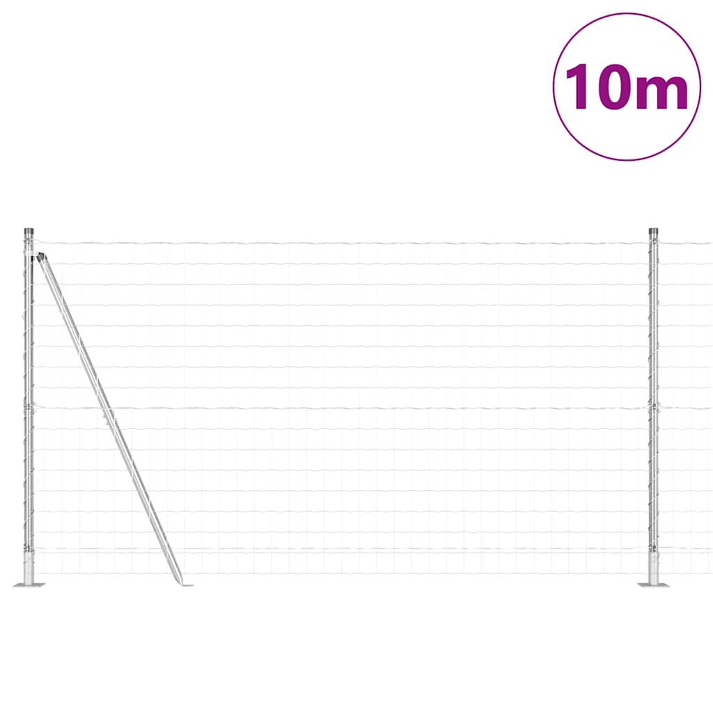 Zaun mit Pfosten Silber 1.2 x 10 m Stahl