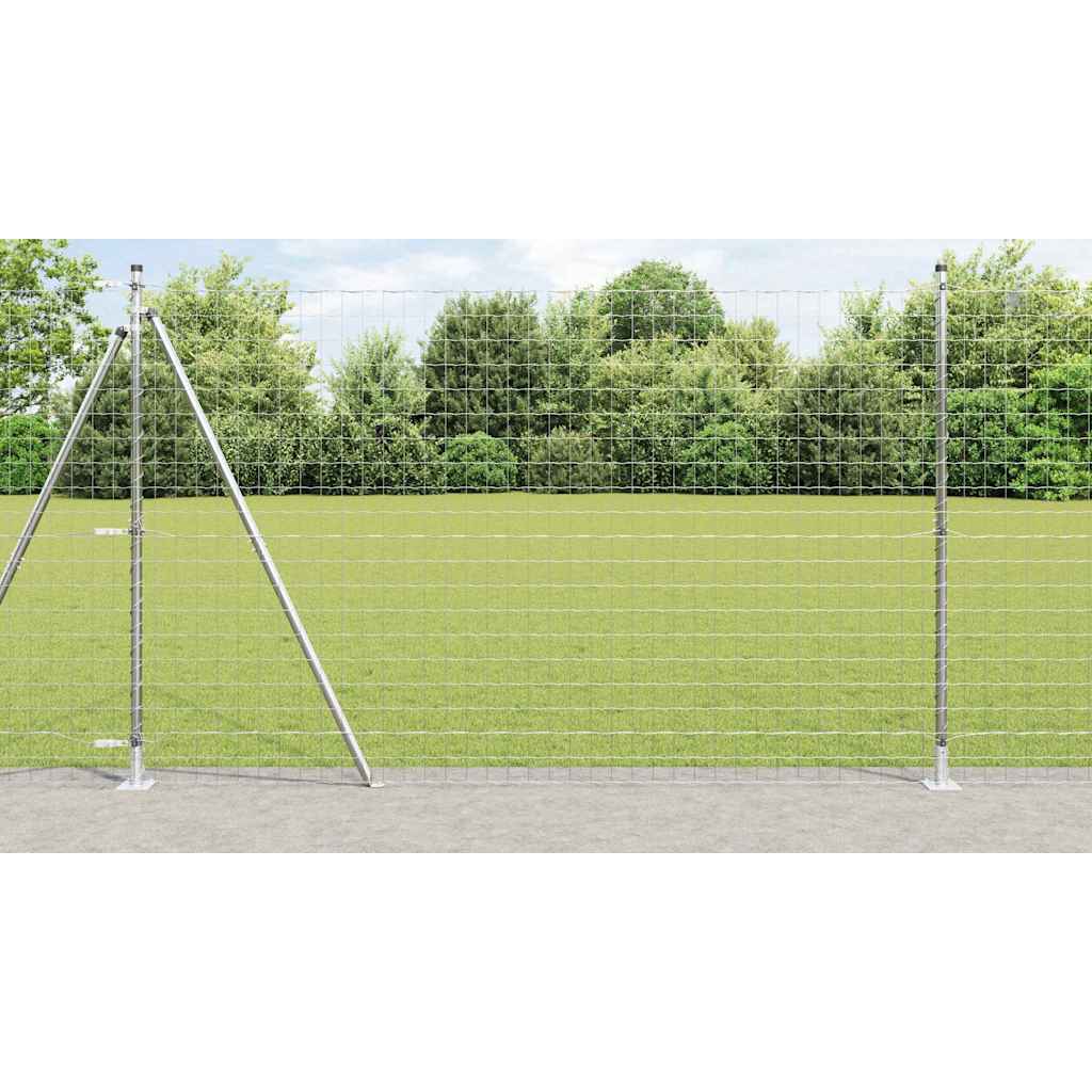 Zaun mit Pfosten Silber 1.6 x 10 m Stahl