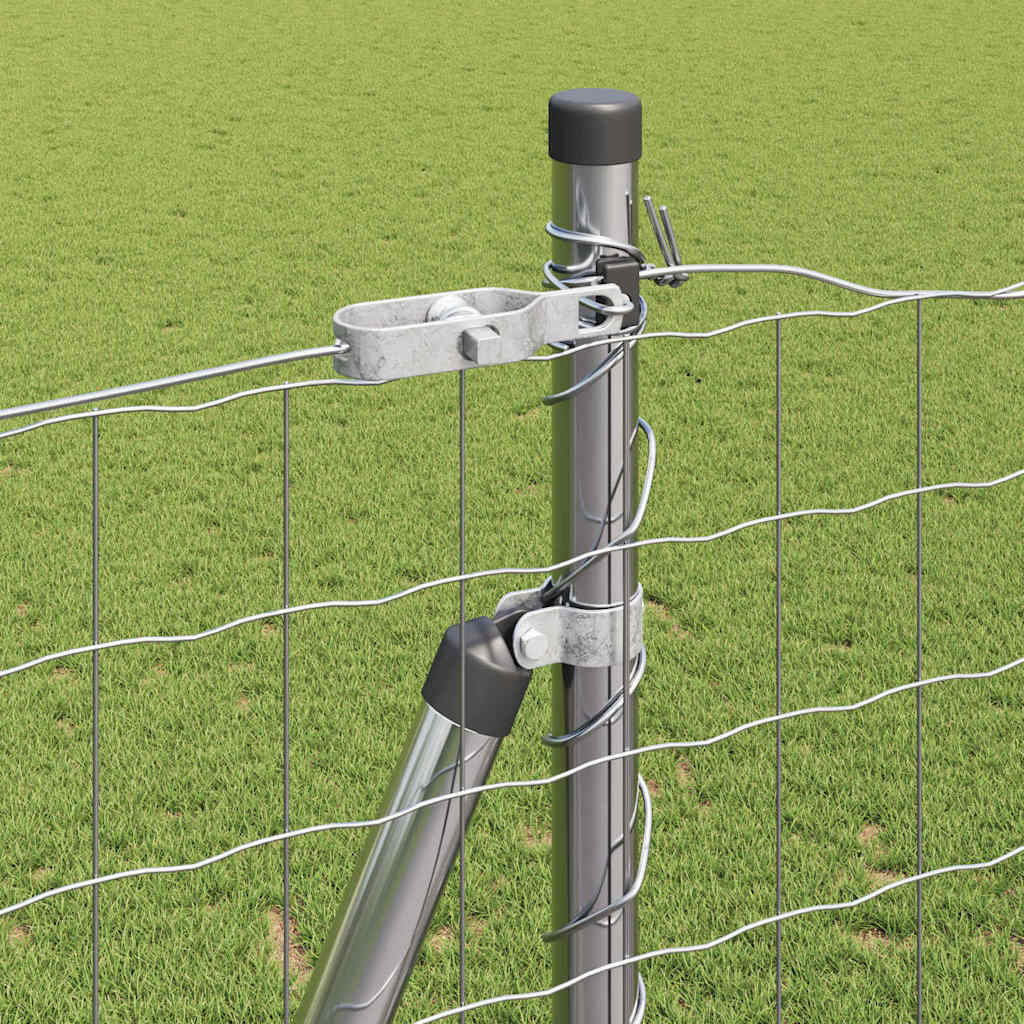 Zaun mit Pfosten Silber 1,6 x 10 m Stahl