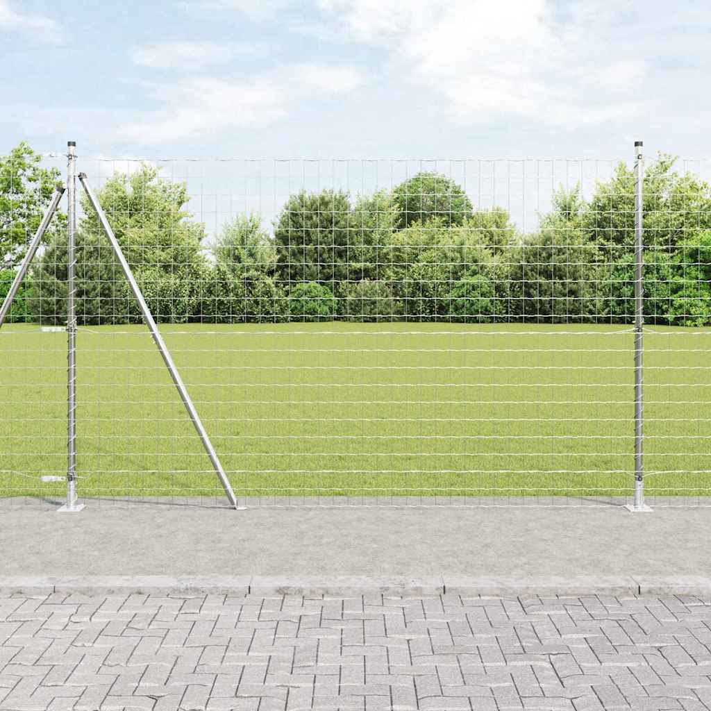 Zaun mit Pfosten Silber 1.6 x 10 m Stahl