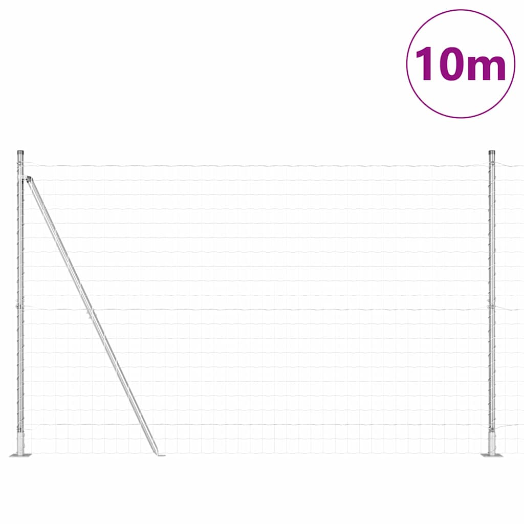 Zaun mit Pfosten Silber 1.6 x 10 m Stahl