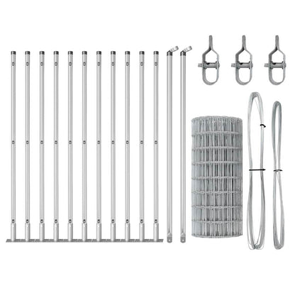 Zaun mit Pfosten Silber 0,6 x 25 m Stahl
