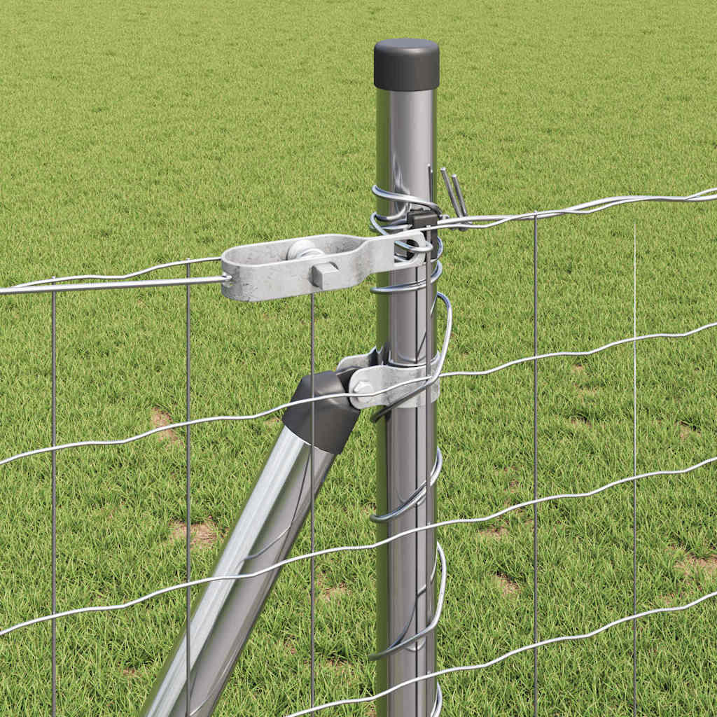 Zaun mit Pfosten Silber 1 x 25 m Stahl