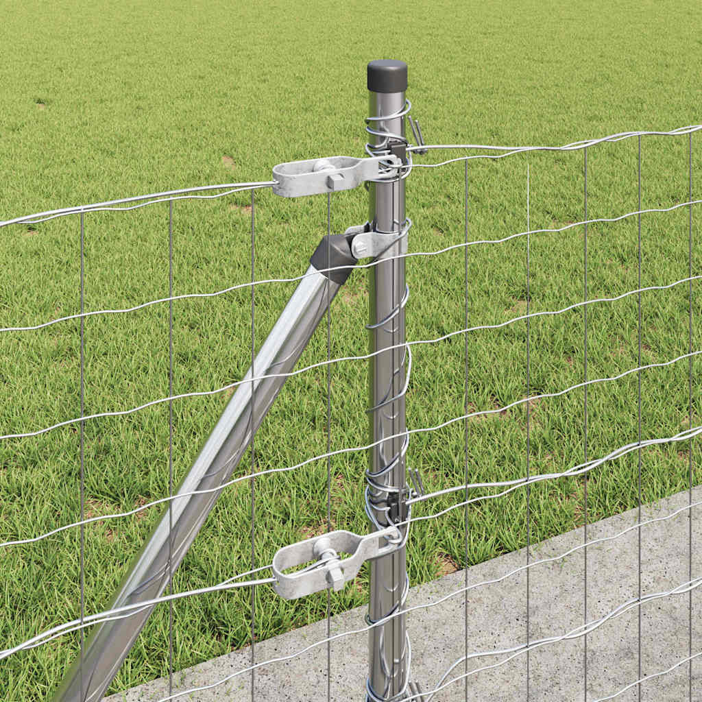 Zaun mit Pfosten Silber 0,6 x 50 m Stahl