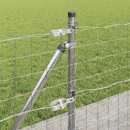 Zaun mit Pfosten Silber 0,6 x 50 m Stahl