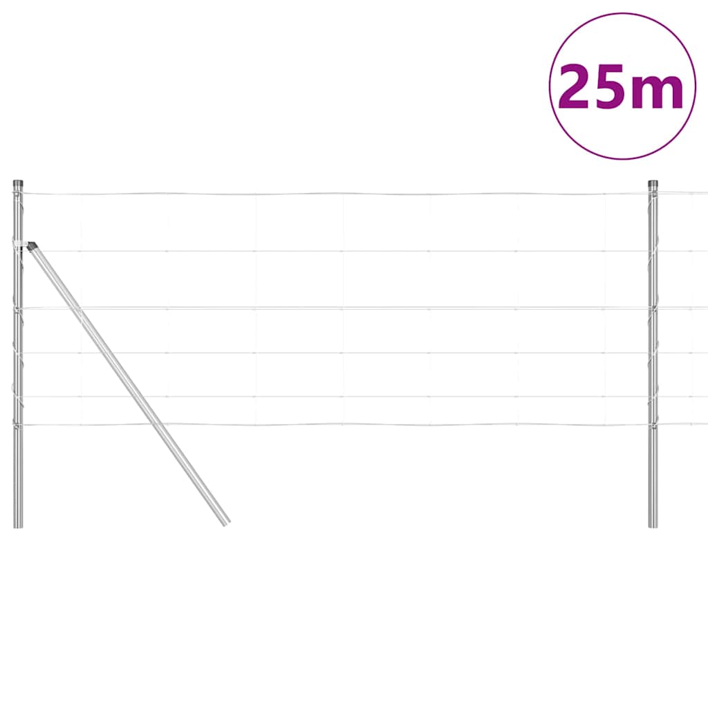 Wildzaun Silber 25 x 0.8 m Verzinkter Stahl