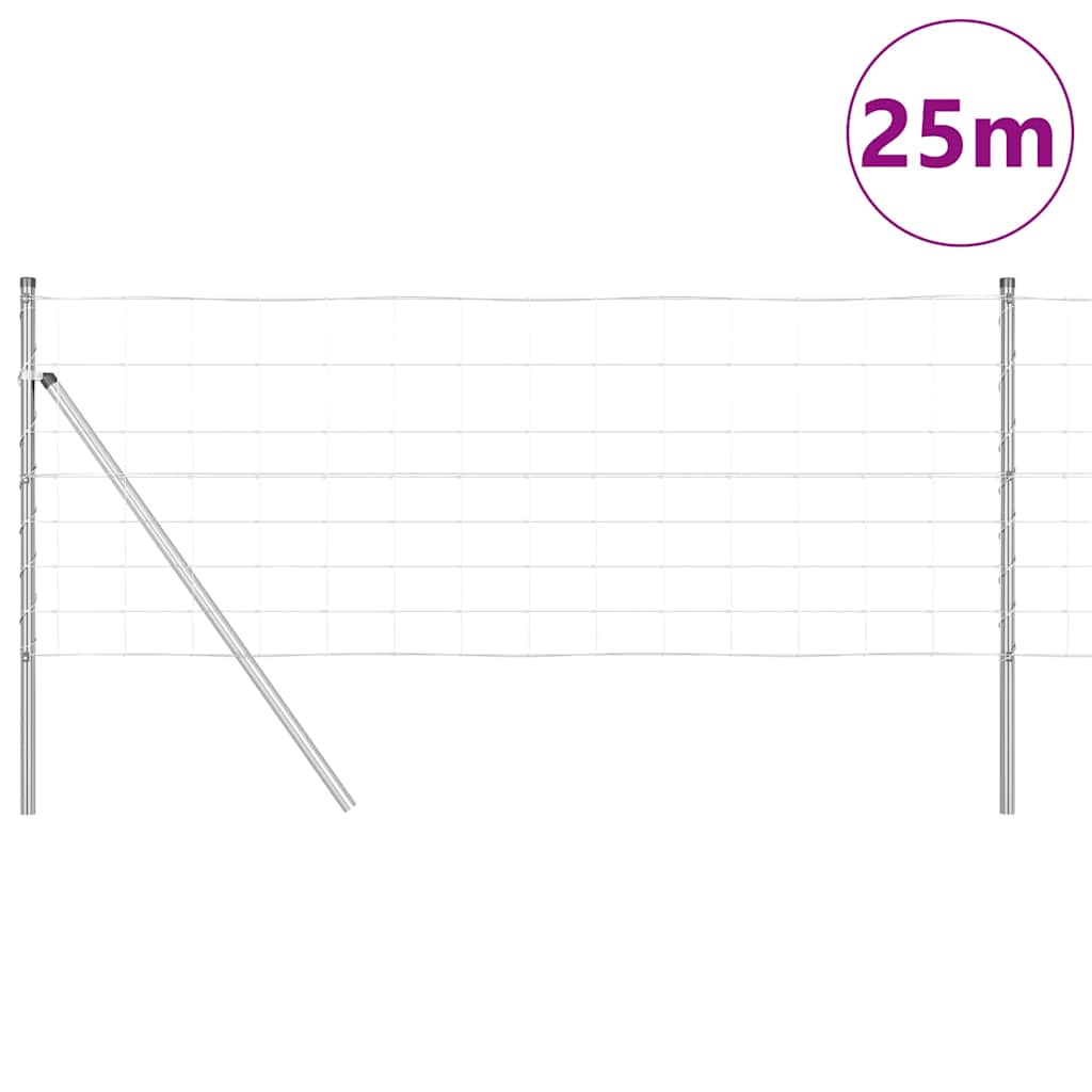 Wildzaun Silber 25 x 0.8 m Verzinkter Stahl