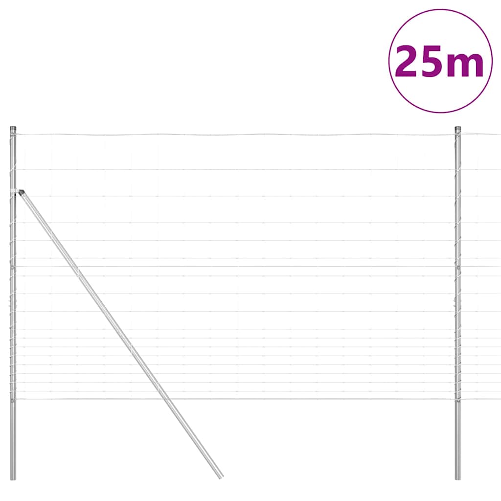 Wildzaun Silber 25 x 1.5 m Verzinkter Stahl