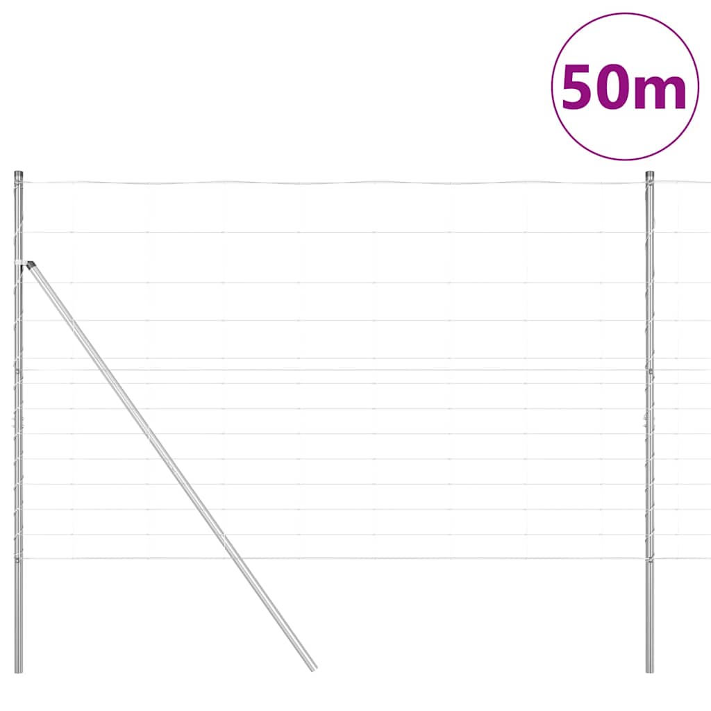 Wildzaun Silber 50 x 1.5 m Verzinkter Stahl