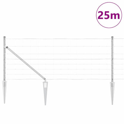 Wildzaun Silber 25 x 0,8 m Verzinkter Stahl