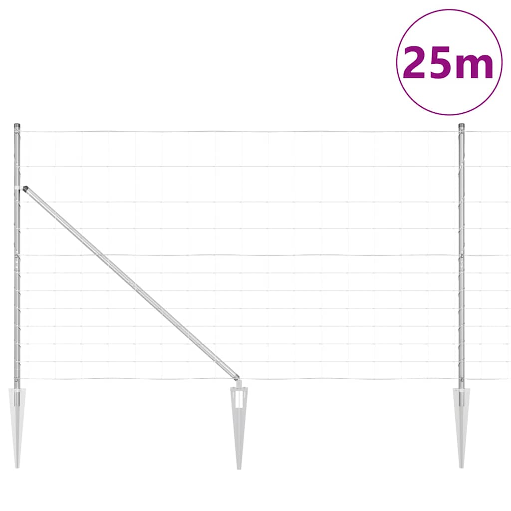 Wildzaun Silber 25 x 1.4 m Verzinkter Stahl