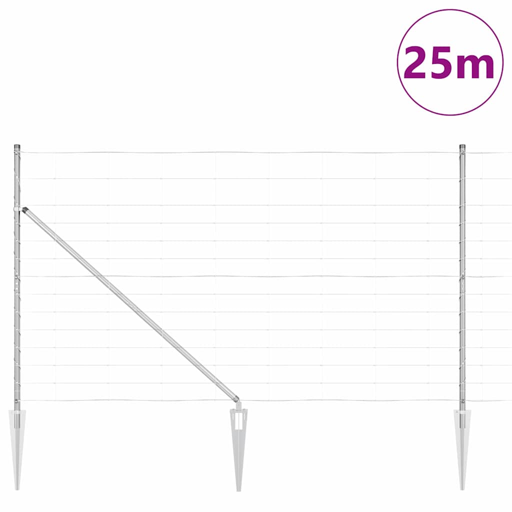 Wildzaun Silber 25 x 1.4 m Verzinkter Stahl