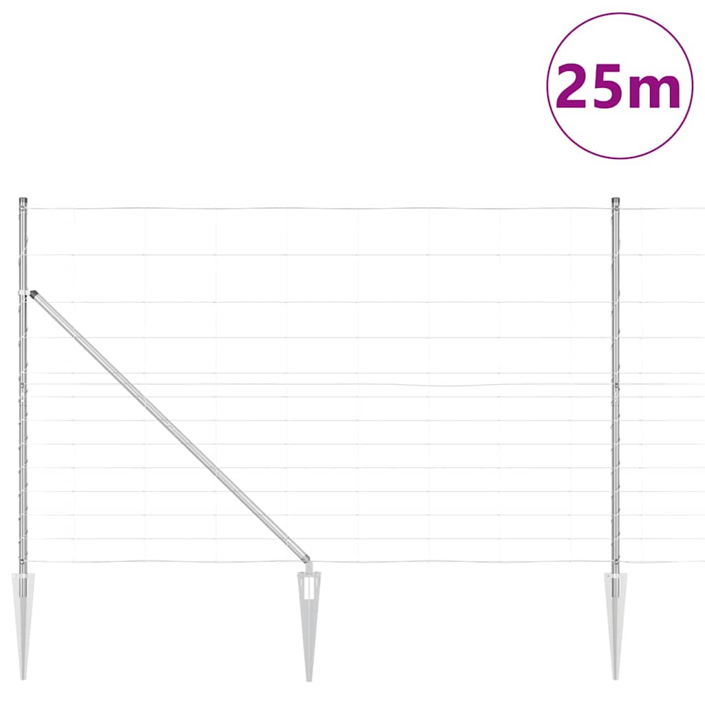 Wildzaun Silber 25 x 1.5 m Verzinkter Stahl