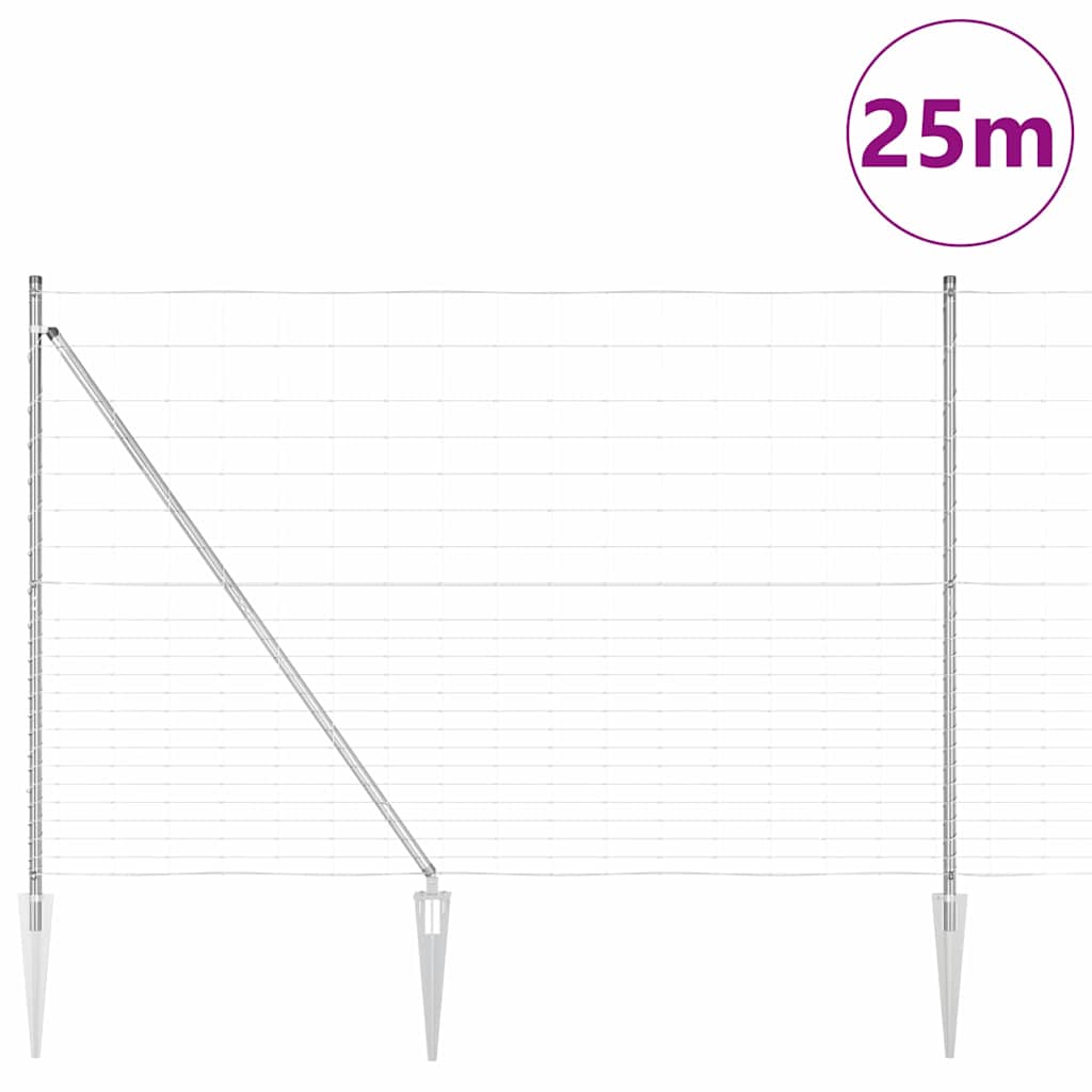 Wildzaun Silber 25 x 1.6 m Verzinkter Stahl