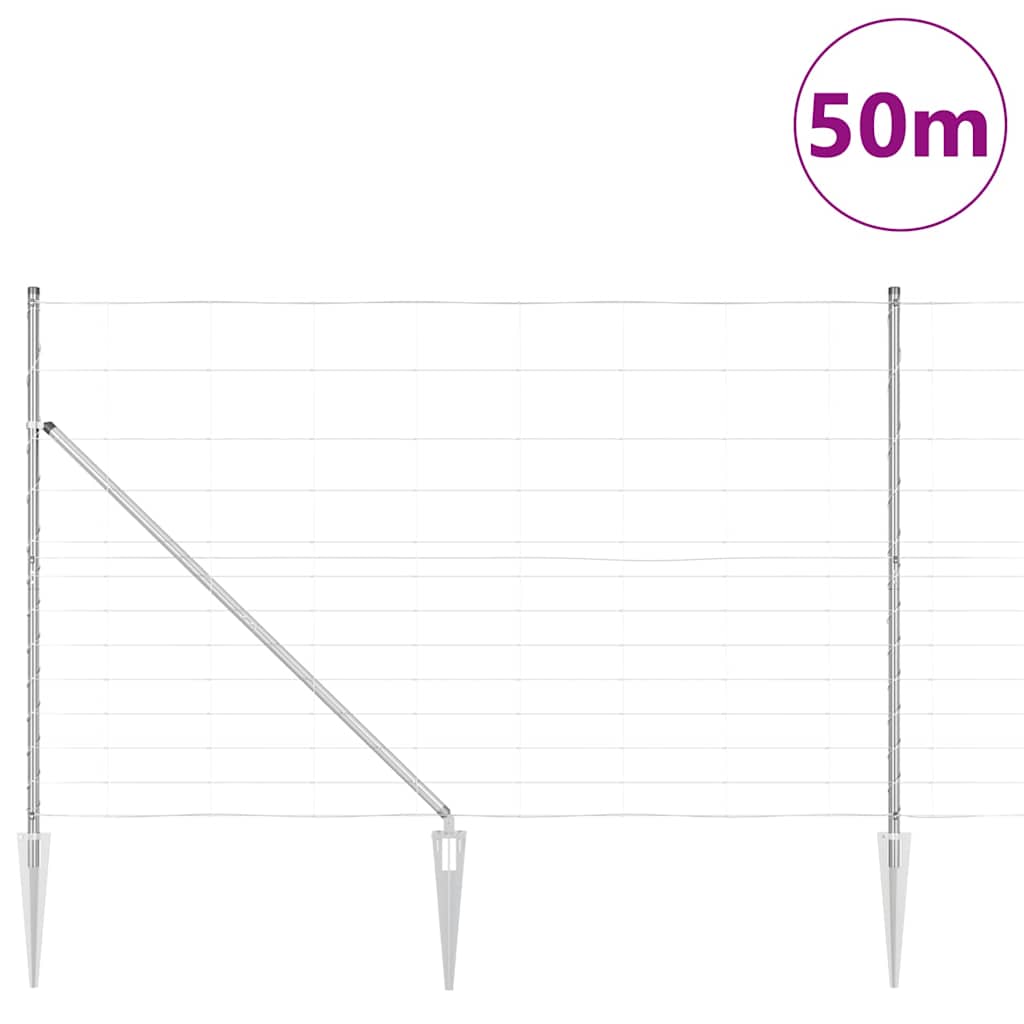 Wildzaun Silber 50 x 1.5 m Verzinkter Stahl