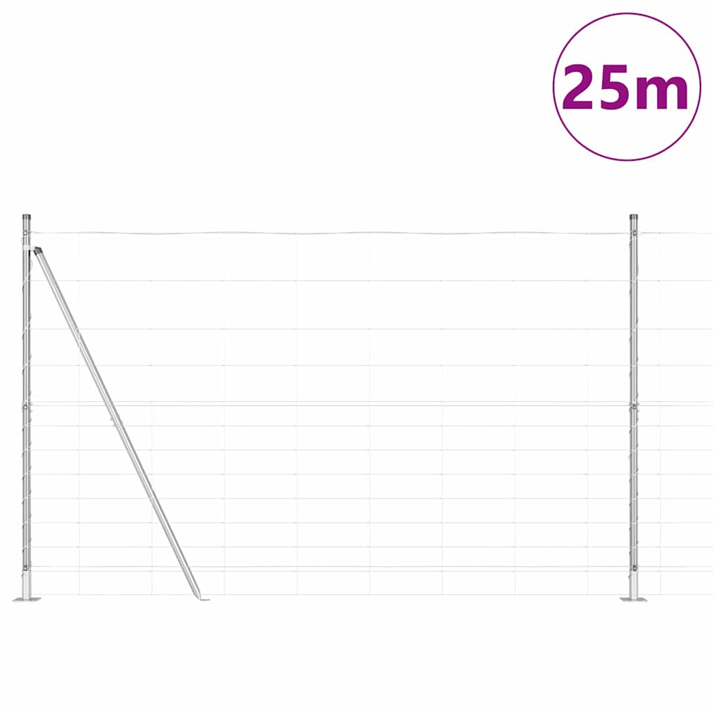 Wildzaun Silber 25 x 1.5 m Verzinkter Stahl