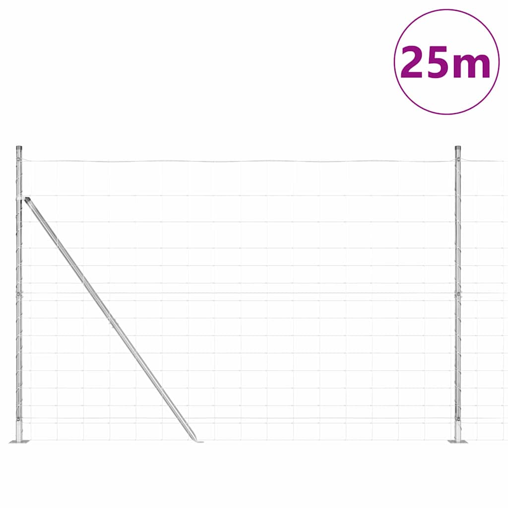 Wildzaun Silber 25 x 1.6 m Verzinkter Stahl