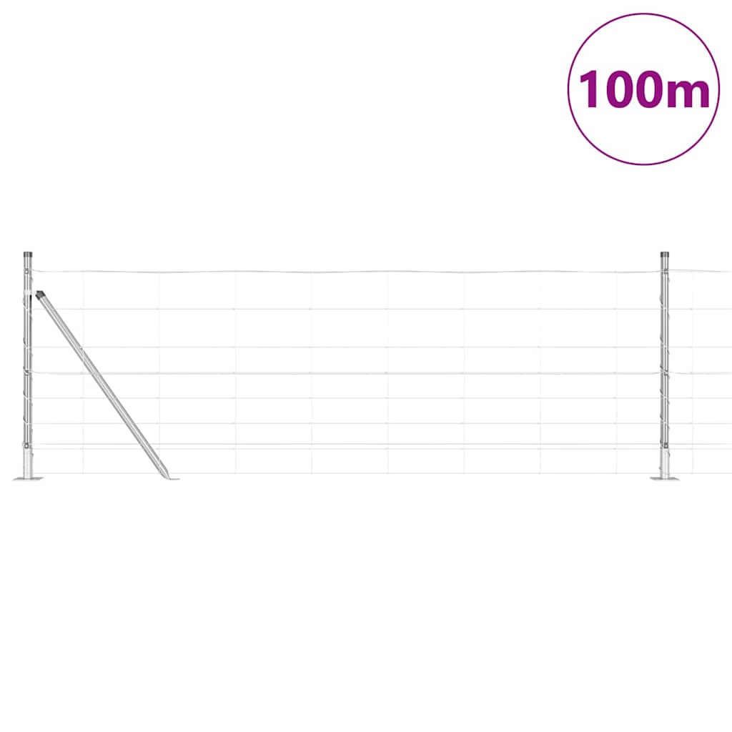 Wildzaun Silber 100 x 0.8 m Verzinkter Stahl