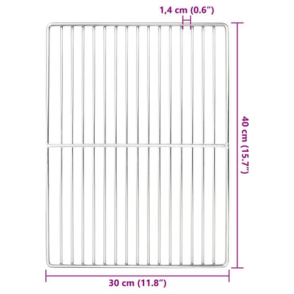 Grillrost Silber 40 x 30 cm Edelstahl