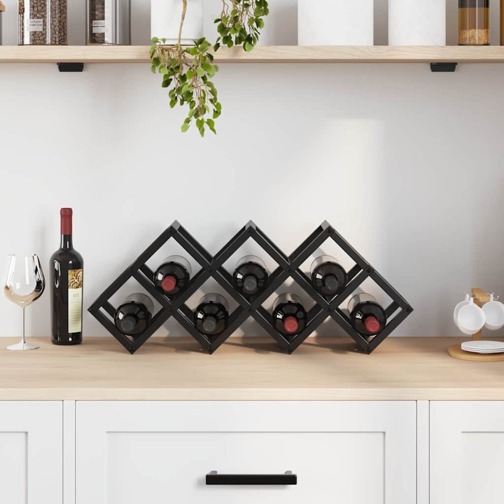 Weinregal Schwarz 63 x 16.5 x 25 cm Pulverbeschichteter Stahl